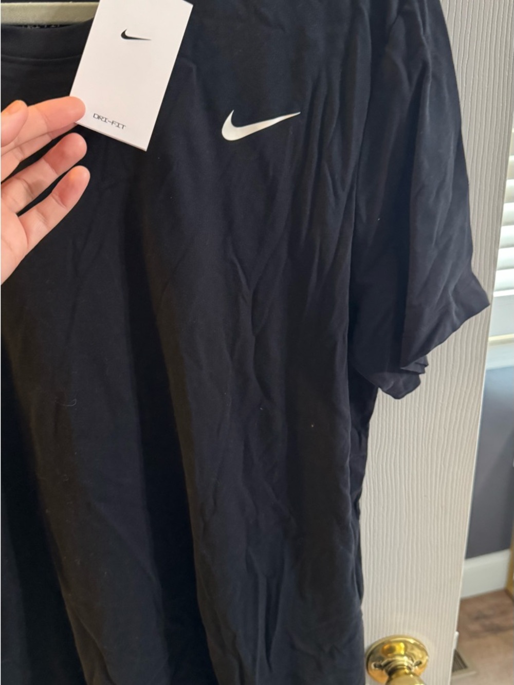 Nike Black Short Sleeve Dri-FIT Tee with White Swoosh